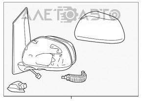 Oglindă laterală stângă Toyota Sienna 11-17 cu 3 pini, structură