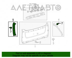 Capacul portbagajului stânga Toyota Sienna 11-14 gri, zgârieturi.