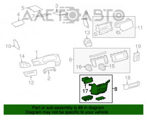 Consola centrală de sub bordul superior al Toyota Sienna 11-14 gri, zgârieturi.