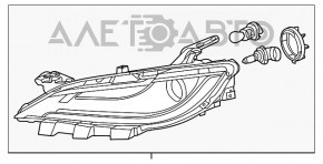 Far dreapta față goală Chrysler 200 15-17 halogen fără fixare, mufe pe parbriz