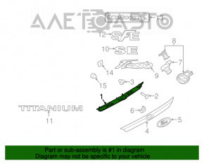 Placa de iluminare a numărului de pe capacul portbagajului Ford Fiesta 11-19 4d fără cameră, suportul este rupt