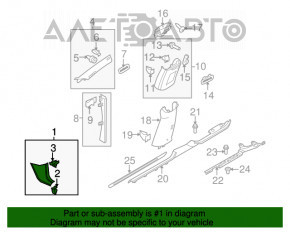 Capacul stâlpului frontal stânga jos VW CC 08-17 negru.