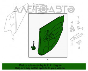 Capacul ușii, cartela din spate stânga Nissan Versa Note 13-19 negru, pentru geamul electric mecanic