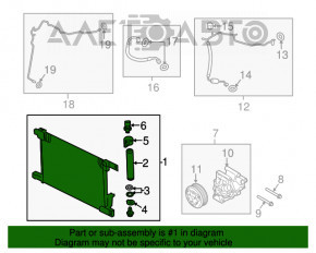 Radiatorul condensatorului de aer condiționat Nissan Versa 12-19 SUA