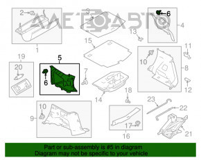 Capac spate stânga Nissan Versa Note 13-19 gri, suport rupt, zgârieturi