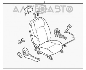 Пассажирское сидение Nissan Versa Note 13-19 без airbag, механ, тряпка черн