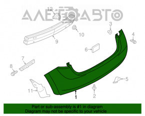 Bara spate goală Nissan Versa Note 13-16 pre-restilizare, gri, crăpată în montare