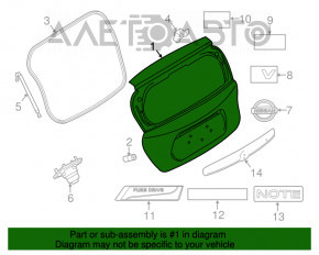 Ușa portbagajului goală Nissan Versa Note 13-19 albă QAC