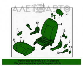 Водительское сидение Nissan Versa Note 13-19 без airbag, мех, тряпка черн, стрельнувшее