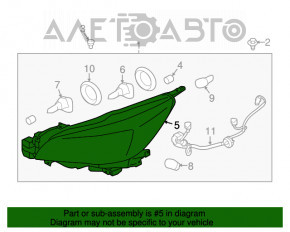 Far stânga față Subaru Legacy 15-17, goală, pre-restilizare, halogen, reflector negru