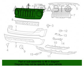 Grila radiatorului Jeep Patriot 11-17 albă, suport rupt, spartă.