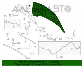 Capota goală Ford Escape MK3 17-19 restilizată, argintie UX, din aluminiu