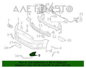 Grila bara fata stanga Ford Fusion mk5 19-20 cu LED-uri, luciu nou, neoriginal