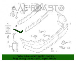 Suportul pentru bara spate stânga Nissan Altima 16-18, nou, TW aftermarket.