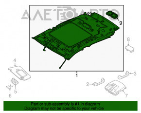 Acoperirea tavanului pentru Infiniti QX30 17- sub panoramă gri, zdruncinată