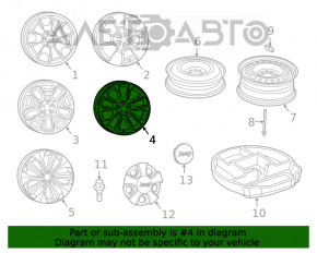 Запасное колесо докатка Jeep Cherokee KL 14- R17 165/80, компактная