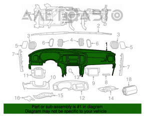 Panoul frontal al torpilei fără AIRBAG Dodge Charger 15-20 restilizat negru 3.6