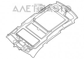 Acoperirea tavanului Nissan Pathfinder 13-20 gri, sub panoramă, sub curățare chimică, ruptură.