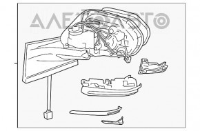 Зеркало боковое левое Toyota Prius 50 16- 5 пинов