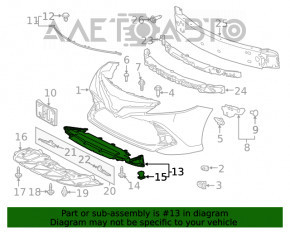 Deflectorul inferior al spoilerului din față al Toyota Camry v70 18- usa din plastic