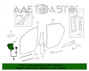 Capacul stâlpului frontal stânga jos Toyota Prius V 12-14 gri închis.