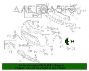 Capacul de protecție al barei față dreapta Toyota Prius V 15-17, restul sub semnalizator.