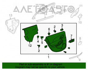 Capacul usii, cartela spate stanga Chevrolet Malibu 13-15 negru.