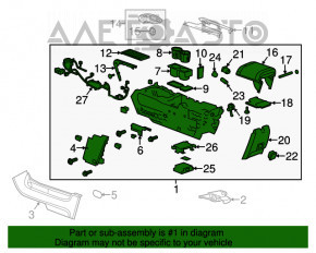 Consola centrală cu cotier și suporturi pentru pahare pentru Chevrolet Malibu 13-15, piele neagră, zgârieturi.