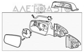 Oglindă laterală stângă Chevrolet Malibu 13-15, 5 pini, grafit