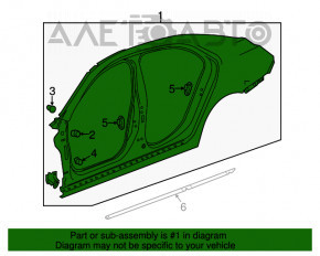 Aripa din spate dreapta a Chevrolet Malibu 13-15, culoare bordo.