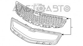 Решетка радиатора grill центральная Chevrolet Malibu 13 дорест хром