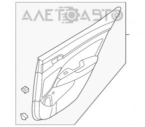 Capacul ușii, cartela din spate stânga Hyundai Elantra AD 17-20, material textil gri, zgârieturi.