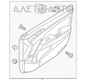 Обшивка двери карточка передняя левая Hyundai Elantra AD 17-18 кожа серая, затерта