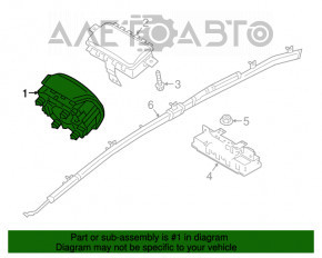 Airbag-ul din volanul șoferului pentru Hyundai Elantra AD 17-18, fără rosturi, cu piranți ruginiți.