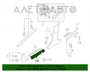 Capacul pragului interior dreapta față Hyundai Elantra AD 17-20 negru, ușor șters.