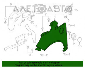 Aripa față stânga Ford C-max MK2 13-18 Energy roșu RR, lovită