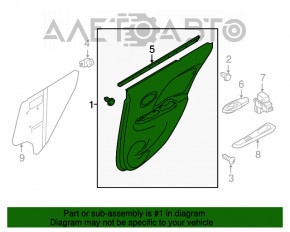 Capacul ușii, cartela din spate stânga Nissan Versa 12-19 SUA negru sub mâner, zgârieturi.