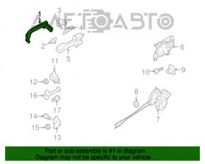 Mânerul ușii exterioare din spate dreapta Nissan Versa 12-19 SUA, structură neagră