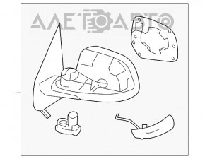 Зеркало боковое левое Nissan Versa 12-19 3 пина, графит