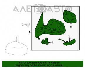 Зеркало боковое правое Nissan Versa 12-19 3 пина, графит