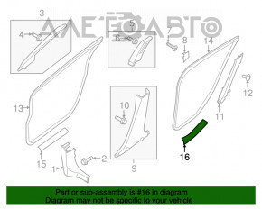 Накладка порога задняя левая Nissan Sentra 13-19 черная, слом креп, затерта