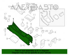 Консоль центральная подлокотник Nissan Sentra 13-16 черн кожа, царапины