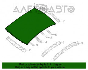 Acoperiș metalic Nissan Sentra 13-19 fără geam panoramic, antene, tăiat.