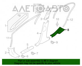 Capacul pragului din spate dreapta pentru Nissan Versa 12-19 SUA, gri