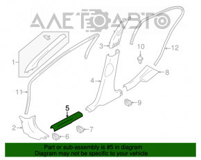 Capacul pragului din față dreapta Nissan Versa 12-19 SUA negru