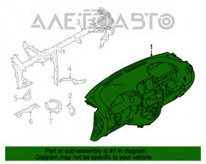 Panoul frontal al torpedo-ului fără AIRBAG Nissan Versa 12-19 SUA negru cu zgârieturi