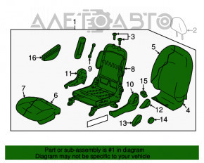 Водительское сидение Nissan Versa 12-19 usa без airbag, механич, тряпка серый, под чистку