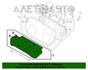 Bancheta din spate a doua rânduri Nissan Versa 12-19 SUA, material textil gri, pentru curățare.