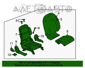 Scaunul de pasager Nissan Versa 12-19 SUA fără airbag, material textil negru.