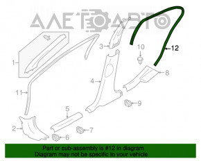 Garnitură de ușă spate stânga Nissan Versa 12-19 SUA, neagră